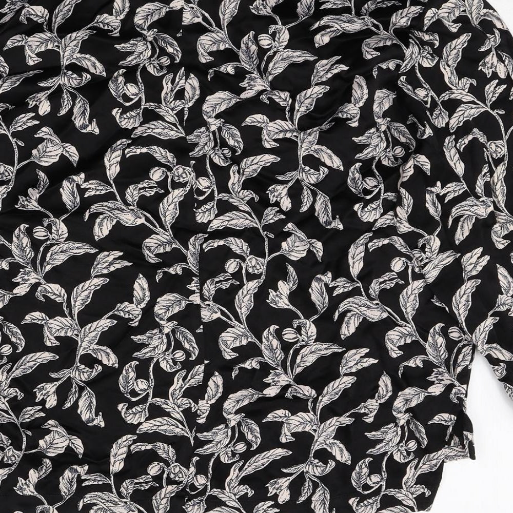 Autograph Womens Black Geometric Viscose Basic Blouse Size 8 Round Neck