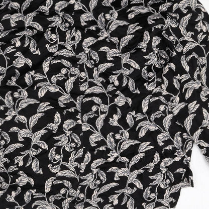 Autograph Womens Black Geometric Viscose Basic Blouse Size 8 Round Neck