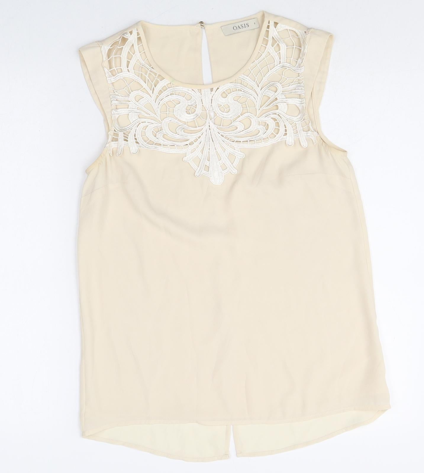 Womens UK Size 8 Oasis Ivory Basic Blouse