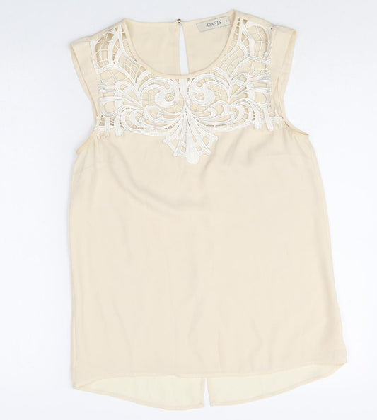 Womens UK Size 8 Oasis Ivory Basic Blouse