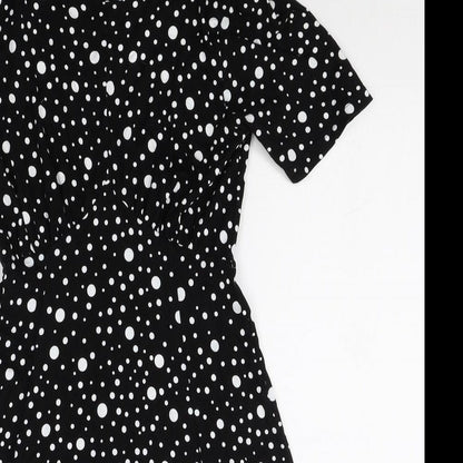 ASOS Womens Black Polka Dot Viscose A-Line Size 8 Round Neck Pullover