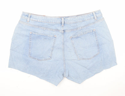 Marks and Spencer Womens Blue Cotton Cut-Off Shorts Size 22 Regular Zip