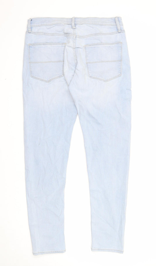 Marks and Spencer Mens Blue Cotton Skinny Jeans Size 32 in L31 in Regular Zip