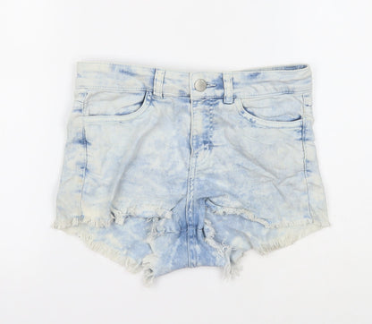Divided Womens Blue Cotton Cut-Off Shorts Size 8 Regular Zip