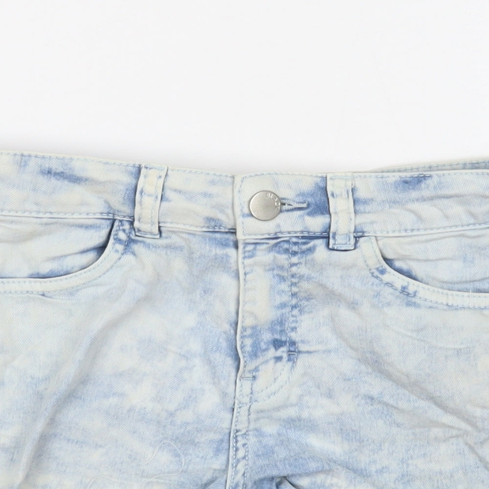 Divided Womens Blue Cotton Cut-Off Shorts Size 8 Regular Zip