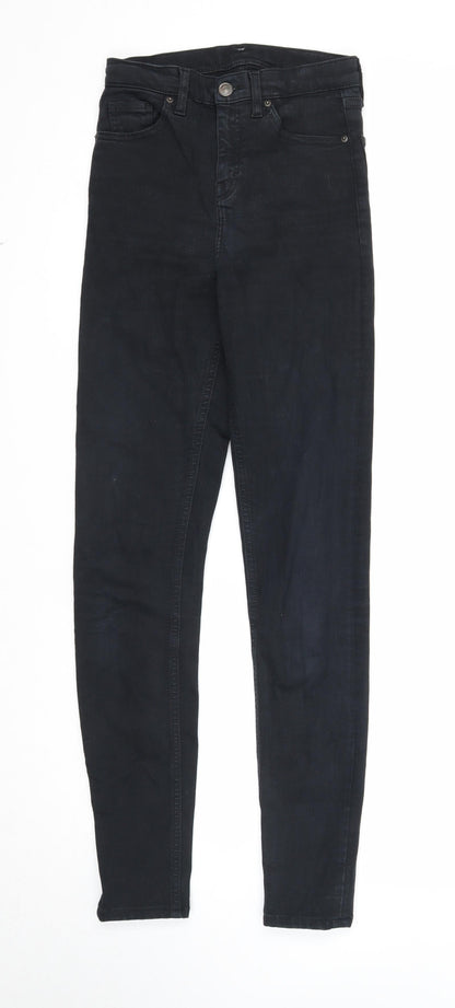 Topshop Womens Black Cotton Skinny Jeans Size 26 in Regular Zip