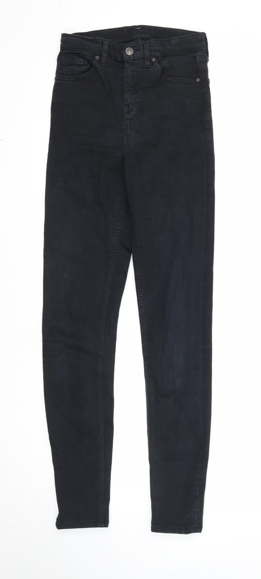Topshop Womens Black Cotton Skinny Jeans Size 26 in Regular Zip