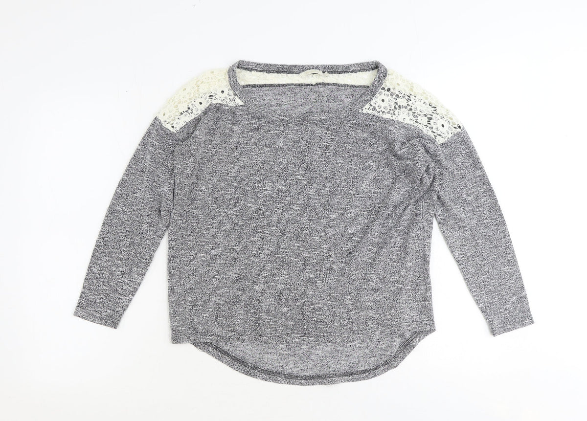 Additional front view of Ged London women’s grey round neck polyester jumper, size S, pullover
