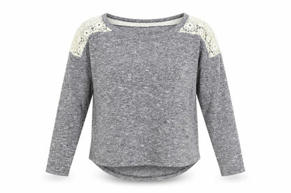 Front view of Ged London women’s grey round neck polyester jumper, size S, pullover