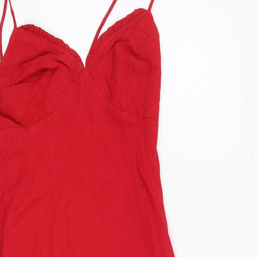 Debenhams Womens Red Polyester A-Line Size 12 Sweetheart Zip