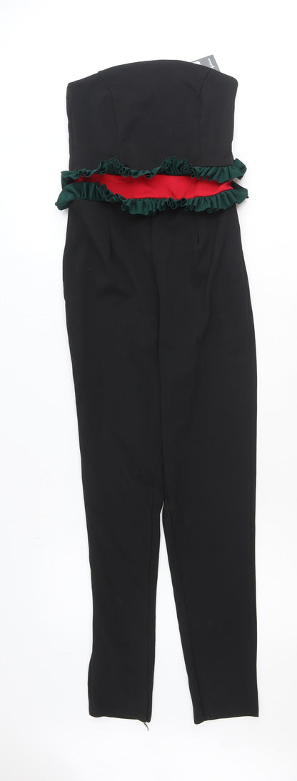 Stylewise Womens Black Polyester Jumpsuit One-Piece Size 12 Pullover