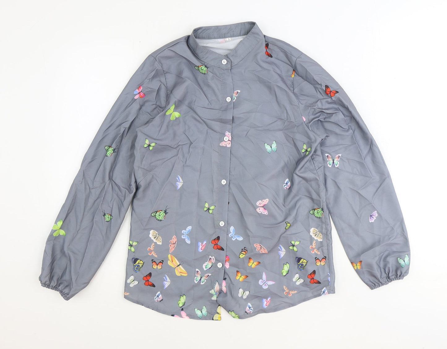 Womens UK Size S Preworn Grey Basic Button-Up