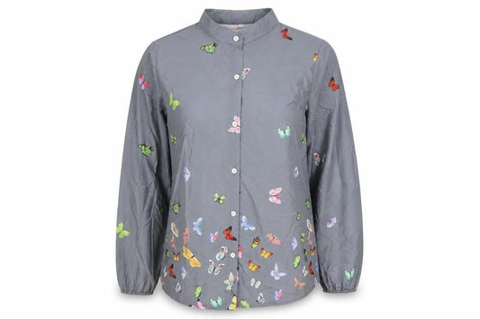Womens UK Size S Preworn Grey Basic Button-Up