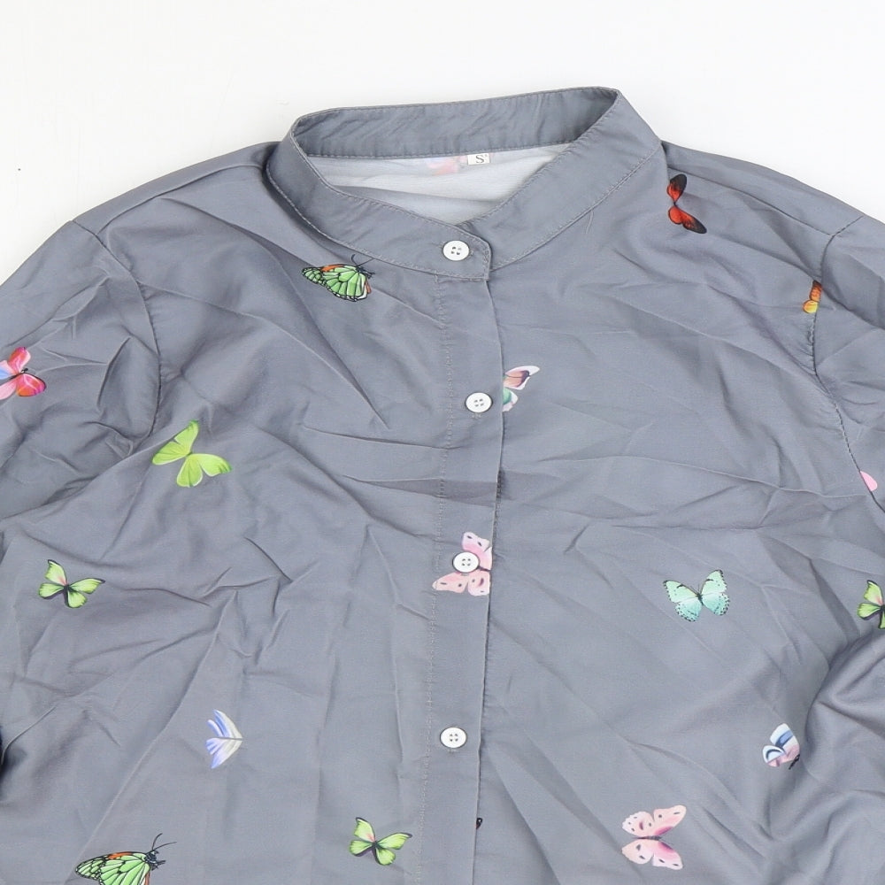 Womens UK Size S Preworn Grey Basic Button-Up