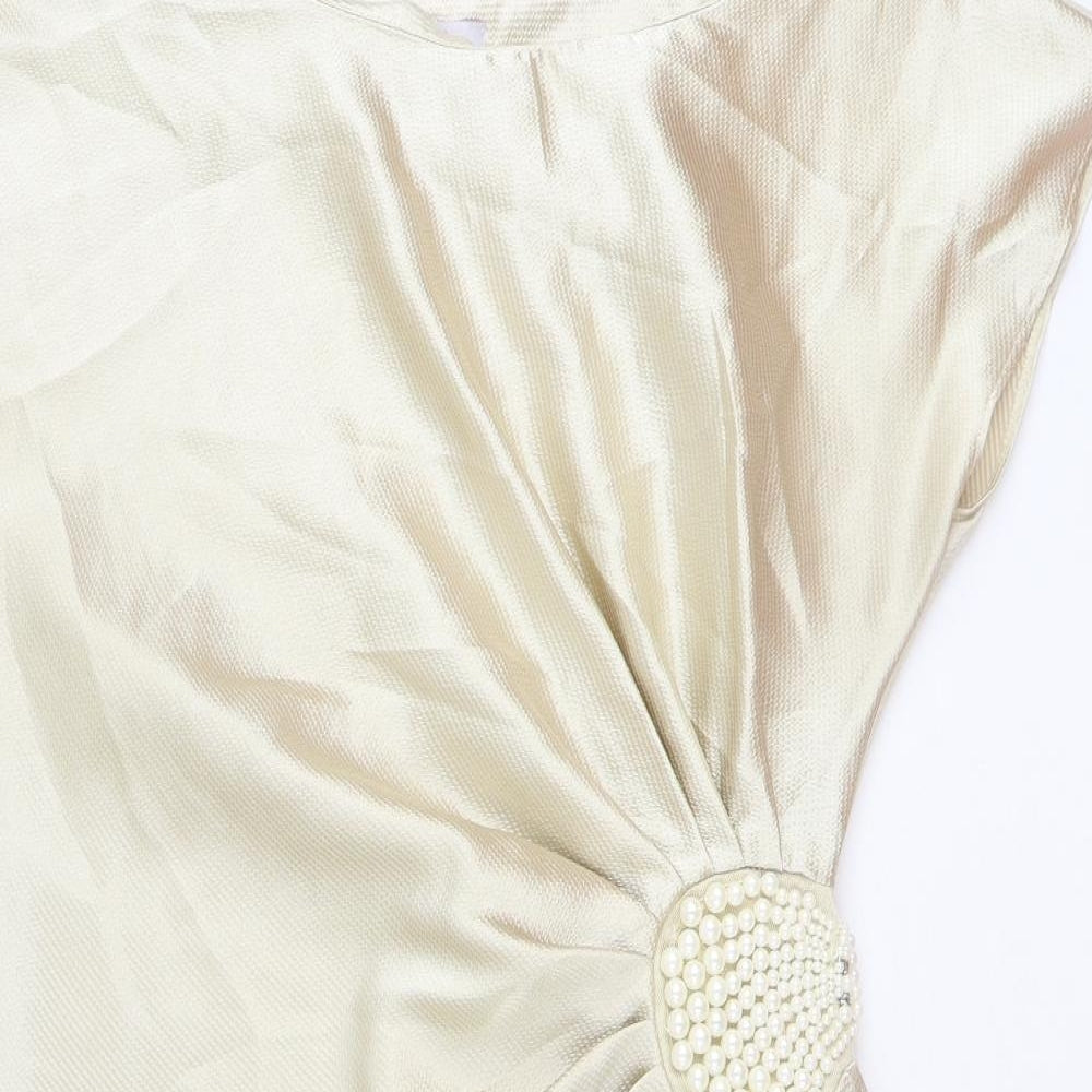 Be Beau Womens Ivory Polyester Mini Size 12 Round Neck Pullover