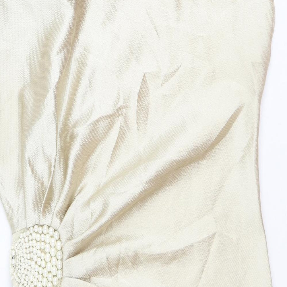 Be Beau Womens Ivory Polyester Mini Size 12 Round Neck Pullover