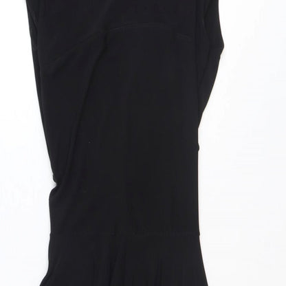 Preworn Womens Black Polyester A-Line Size 8 V-Neck Pullover