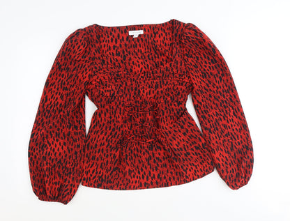 Womens UK Size 10 Topshop Red Basic Blouse