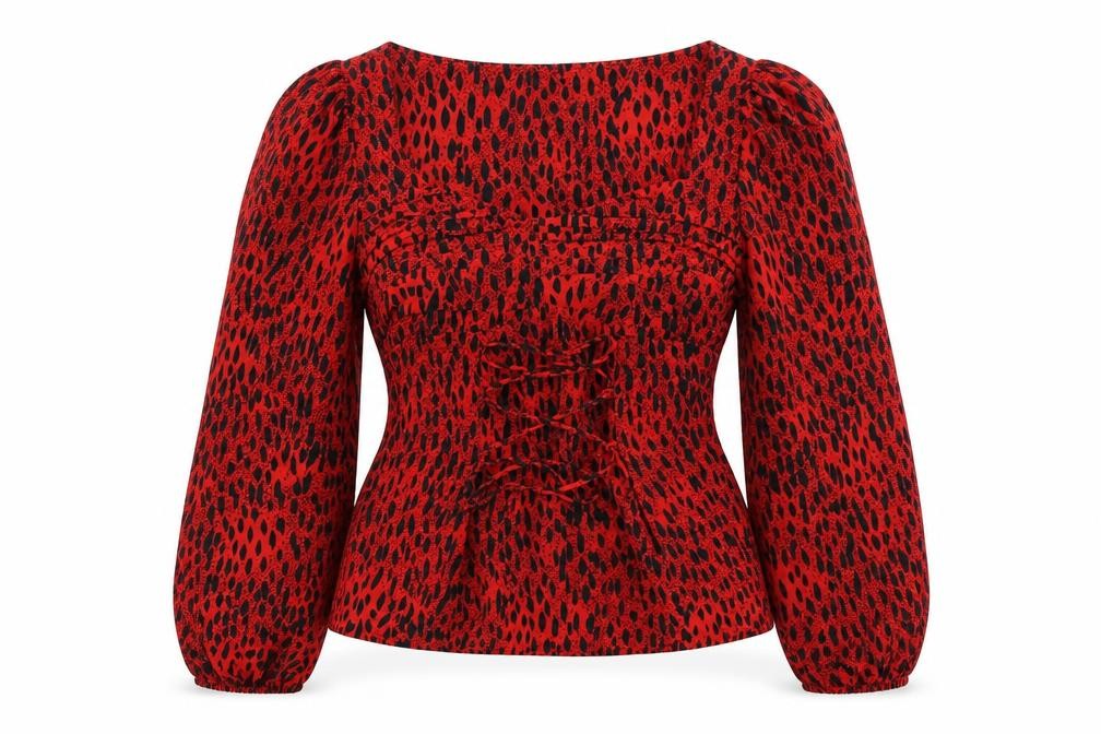 Womens UK Size 10 Topshop Red Basic Blouse