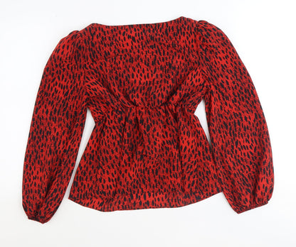 Womens UK Size 10 Topshop Red Basic Blouse