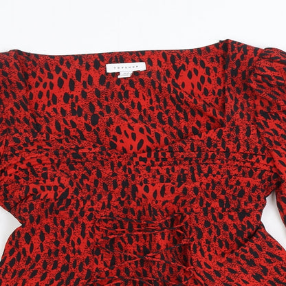 Womens UK Size 10 Topshop Red Basic Blouse