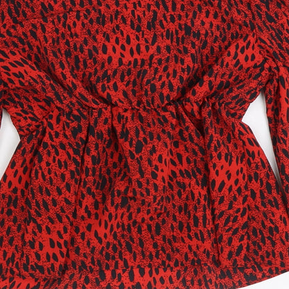 Womens UK Size 10 Topshop Red Basic Blouse