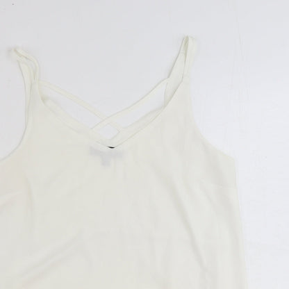 Dorothy Perkins Womens White Viscose Basic Tank Size 10 V-Neck