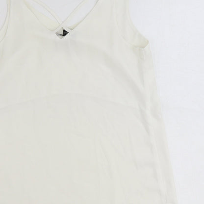 Dorothy Perkins Womens White Viscose Basic Tank Size 10 V-Neck