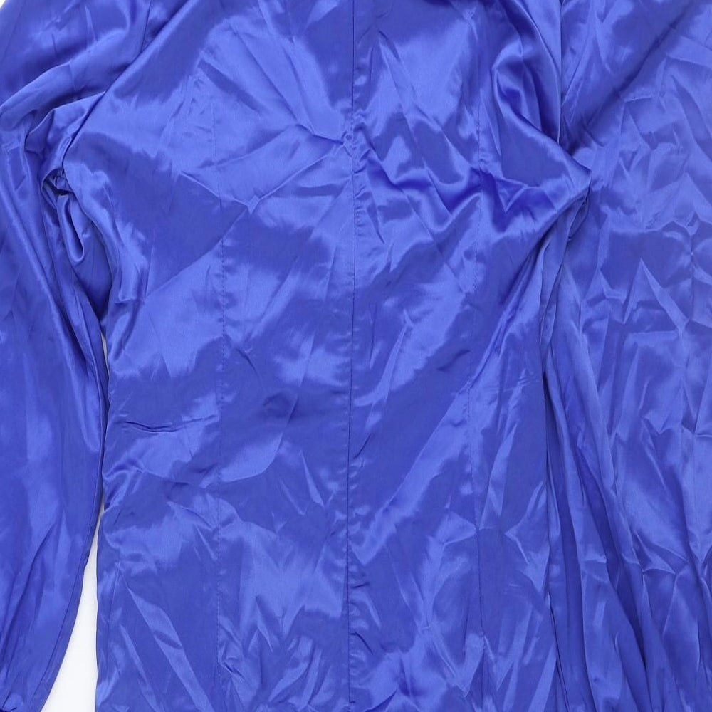 Glamaker Womens Blue Polyester Shirt Dress Size M V-Neck Zip