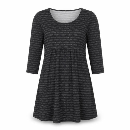 Reborn Womens Grey Geometric Polyester A-Line Size L Round Neck Pullover