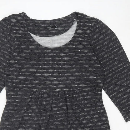 Reborn Womens Grey Geometric Polyester A-Line Size L Round Neck Pullover