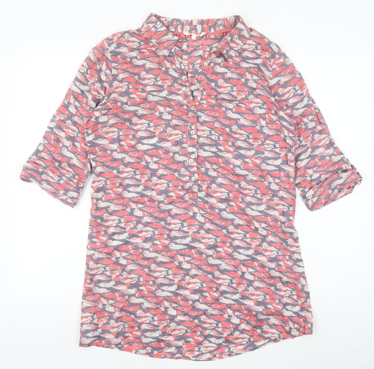 Womens UK Size 10 Preworn Pink Tunic Button-Up