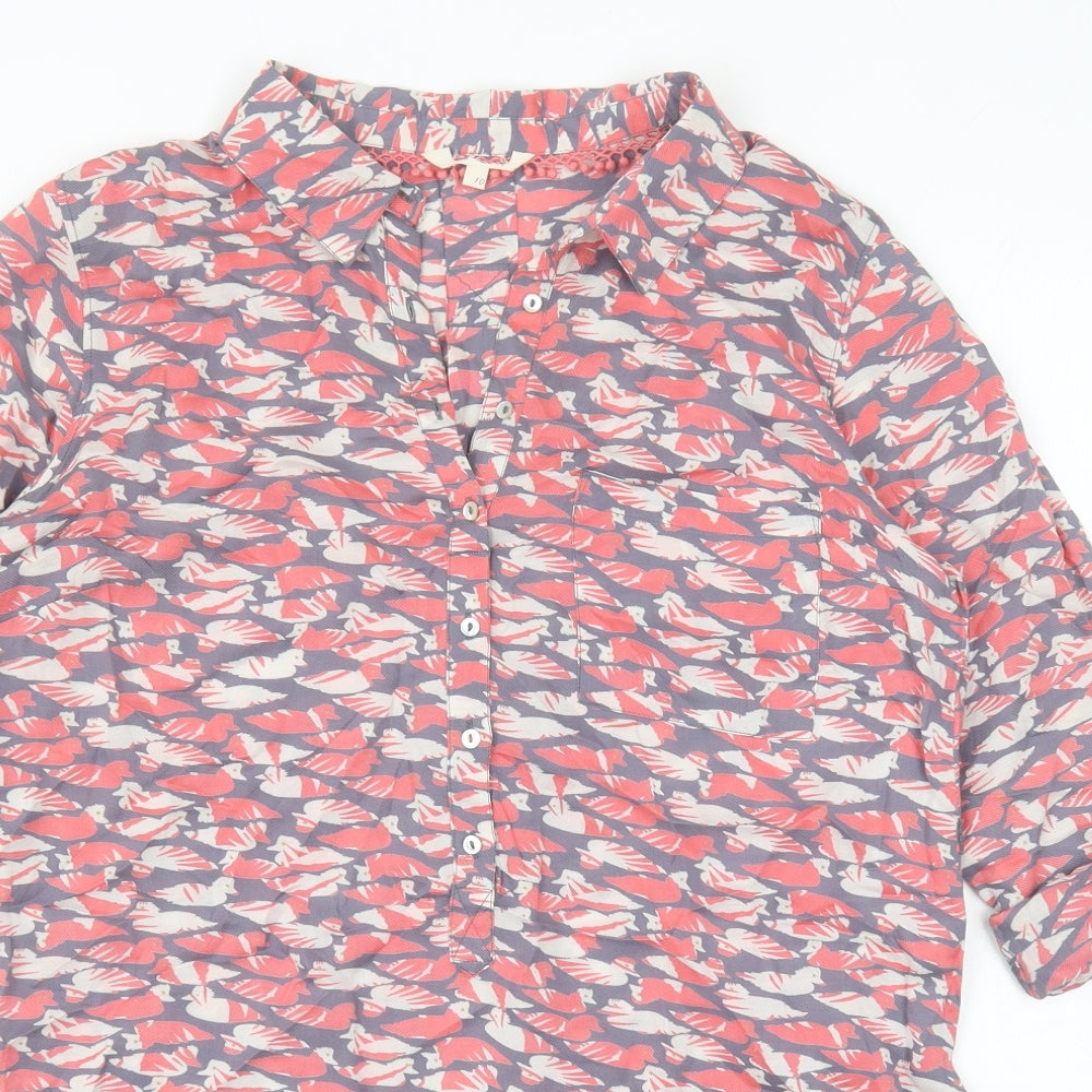 Womens UK Size 10 Preworn Pink Tunic Button-Up