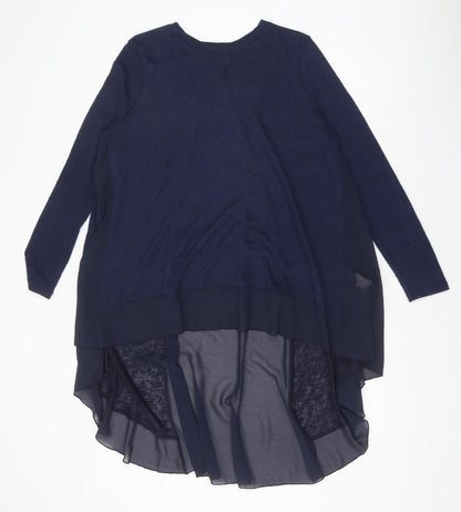 QED London Womens Blue Polyester Basic Blouse Size S Round Neck