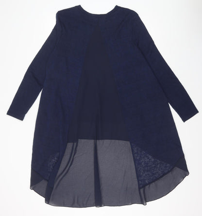 QED London Womens Blue Polyester Basic Blouse Size S Round Neck