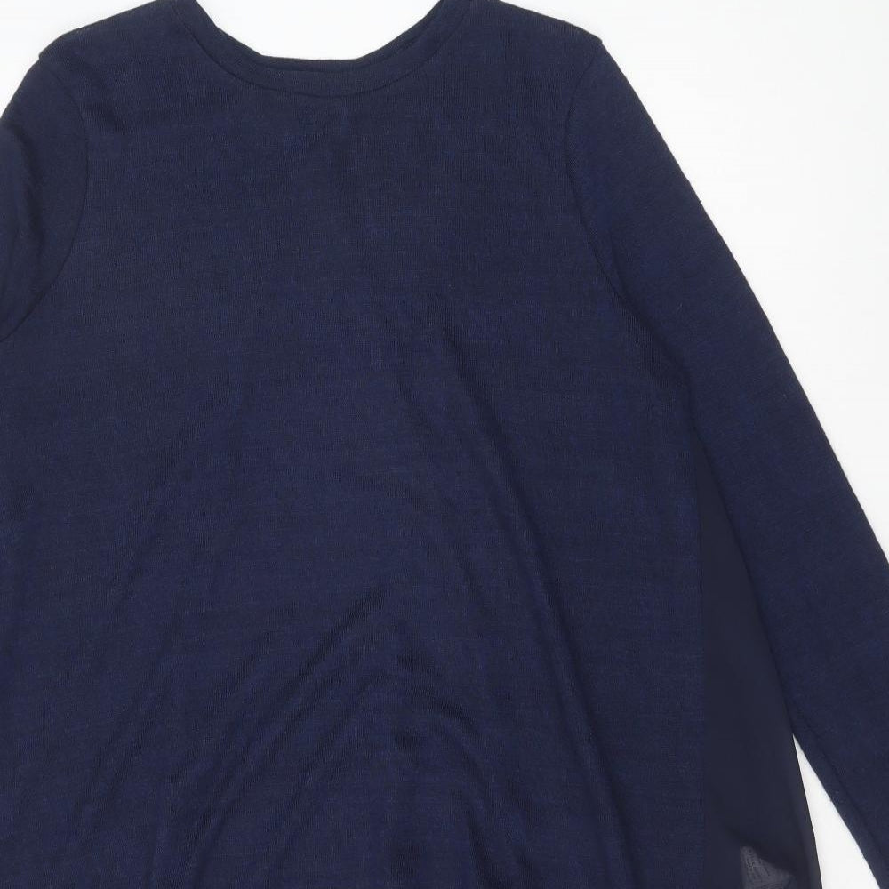 QED London Womens Blue Polyester Basic Blouse Size S Round Neck
