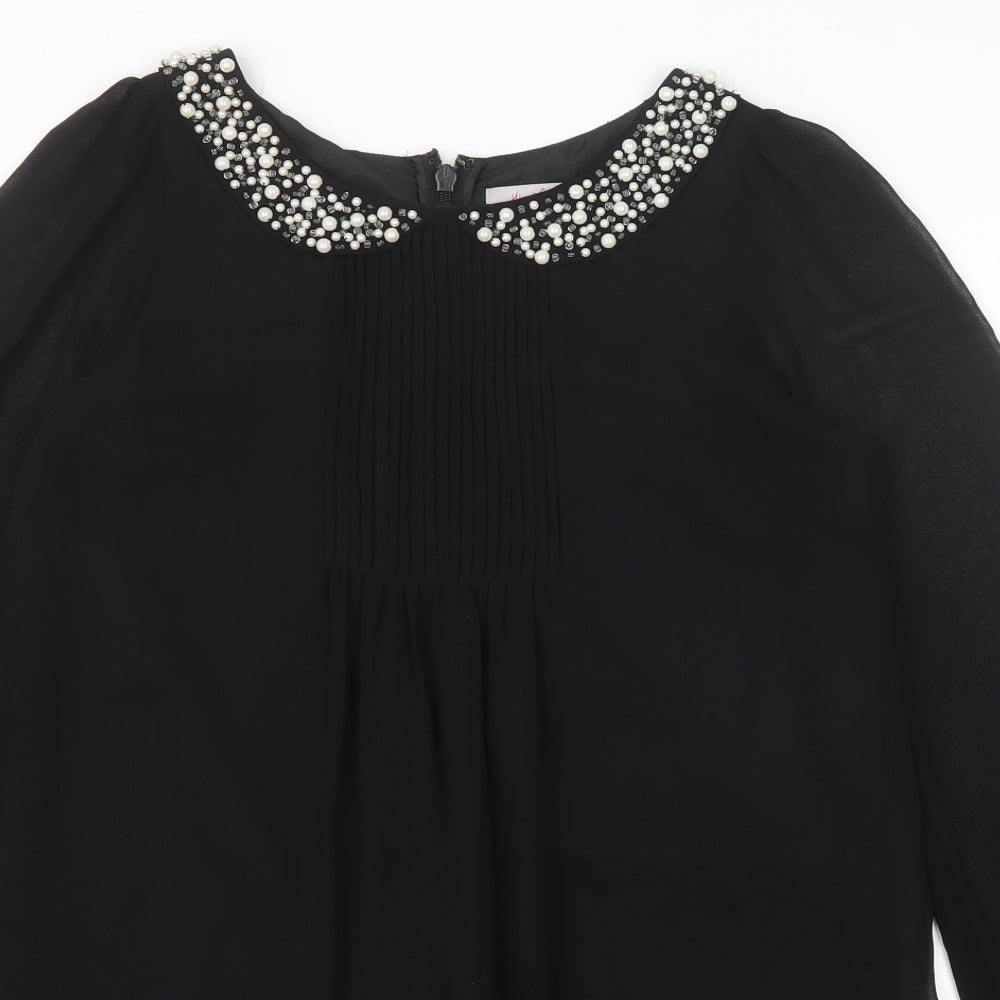 NEXT Womens Black Polyester Shift Size 10 Collared Zip