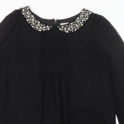 NEXT Womens Black Polyester Shift Size 10 Collared Zip