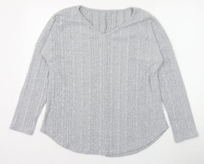 Preworn Womens Grey V-Neck Cotton Pullover Jumper Size S
