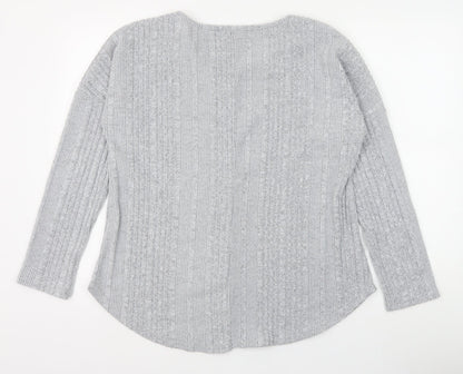 Preworn Womens Grey V-Neck Cotton Pullover Jumper Size S