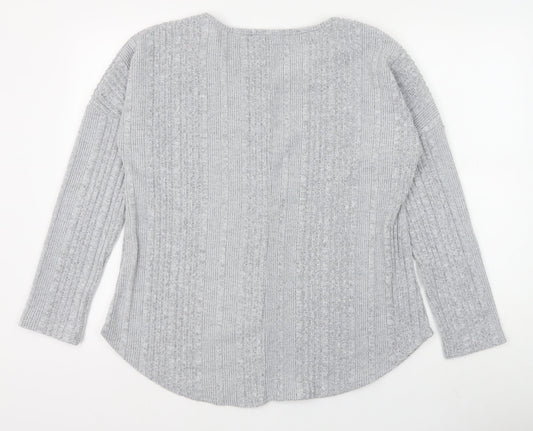 Preworn Womens Grey V-Neck Cotton Pullover Jumper Size S