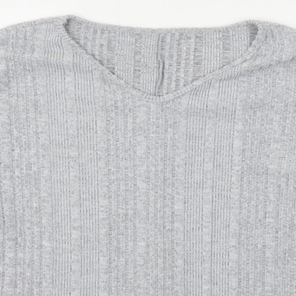 Preworn Womens Grey V-Neck Cotton Pullover Jumper Size S