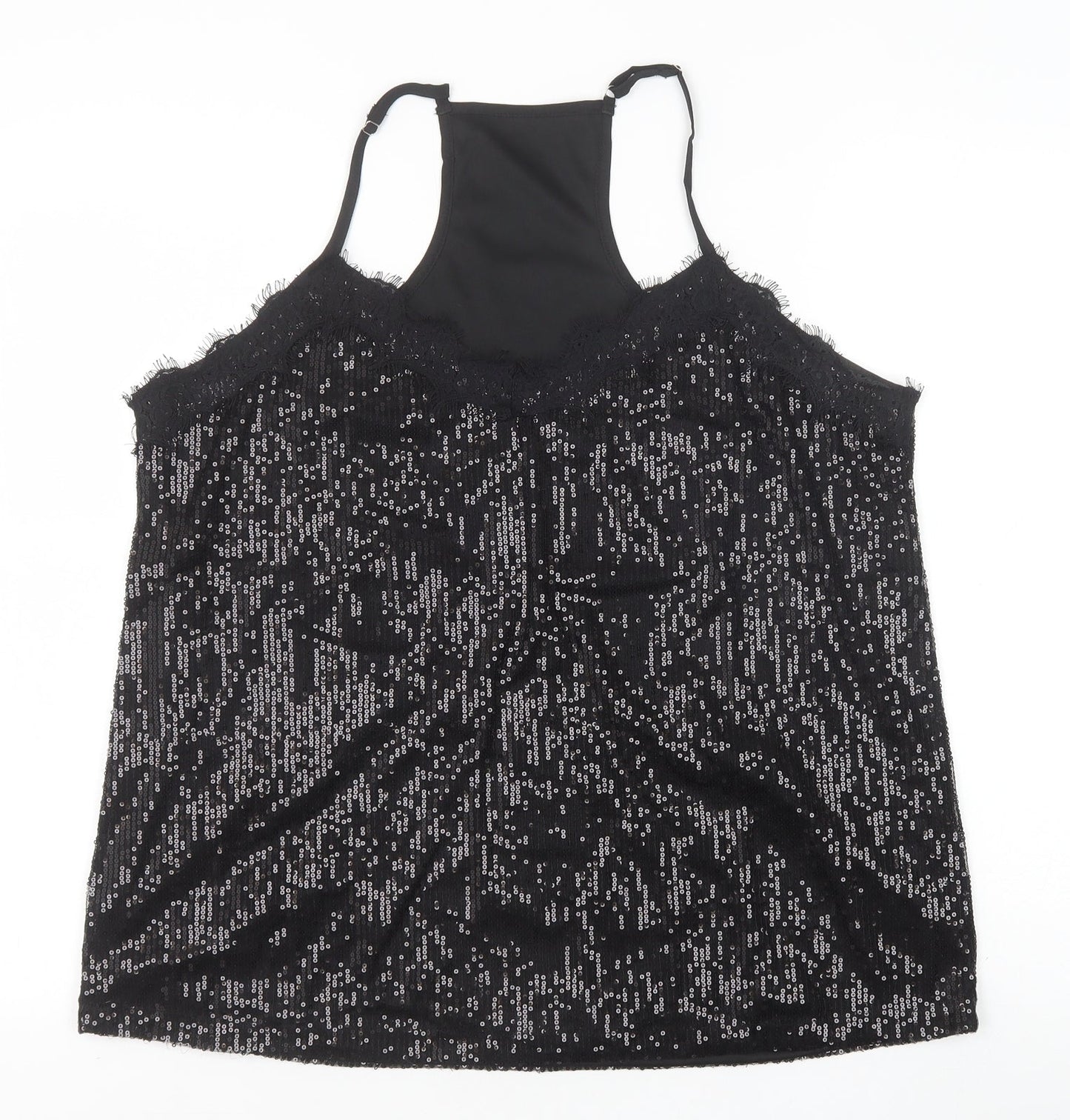 Womens UK Size XL Preworn Black Camisole Tank