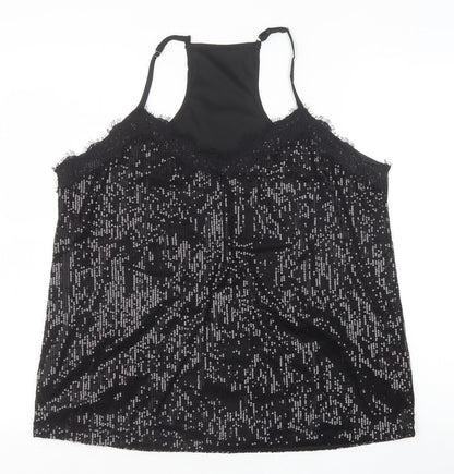 Womens UK Size XL Preworn Black Camisole Tank