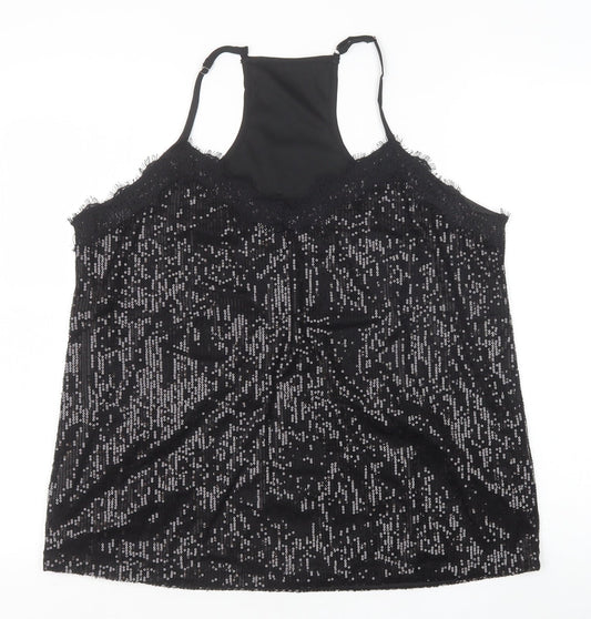 Womens UK Size XL Preworn Black Camisole Tank