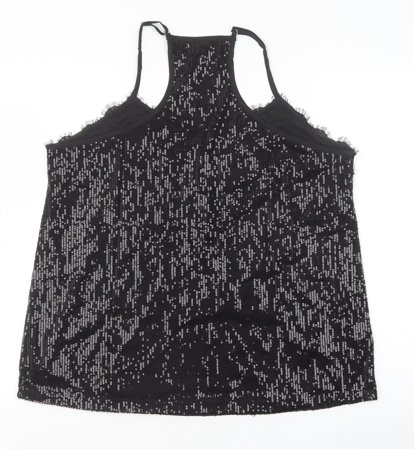 Womens UK Size XL Preworn Black Camisole Tank