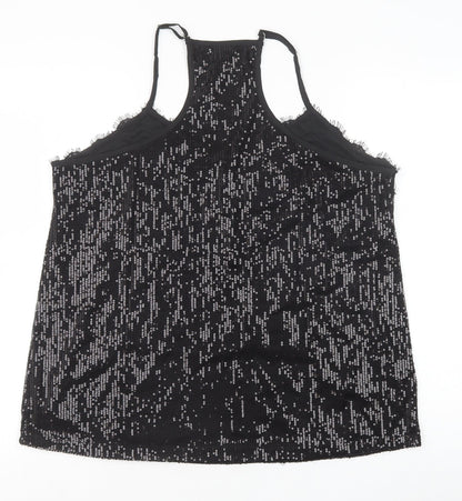 Womens UK Size XL Preworn Black Camisole Tank