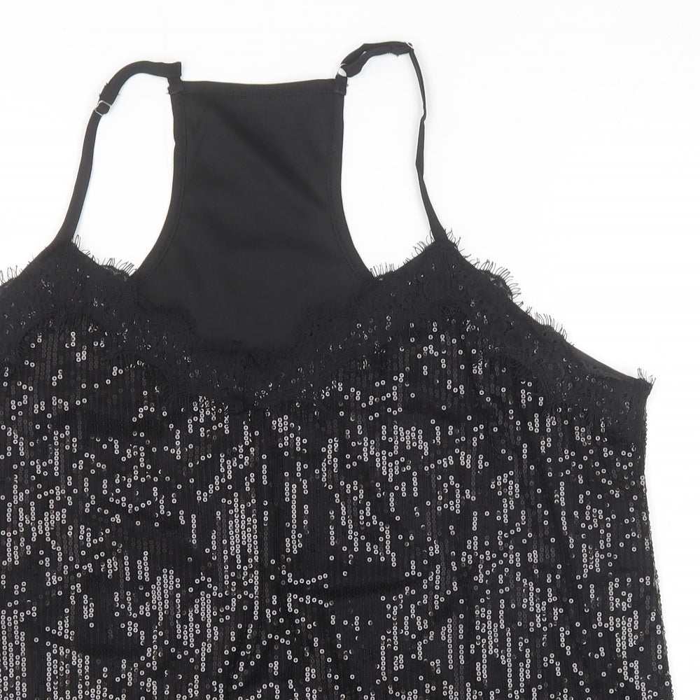 Womens UK Size XL Preworn Black Camisole Tank