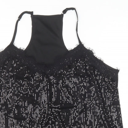 Womens UK Size XL Preworn Black Camisole Tank