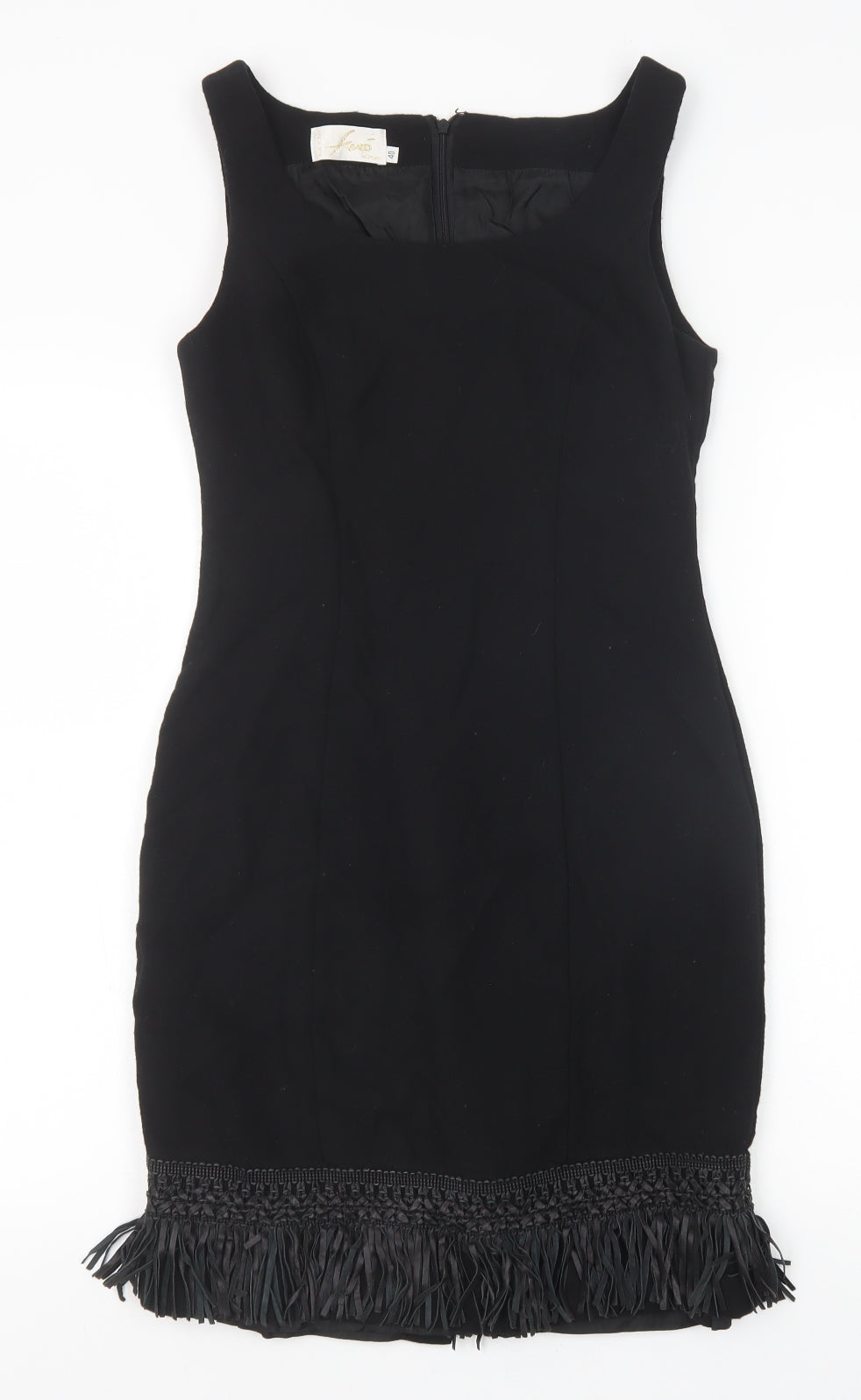 Few Couture Womens Black Polyester Pencil Dress Size 12 Scoop Neck Zip